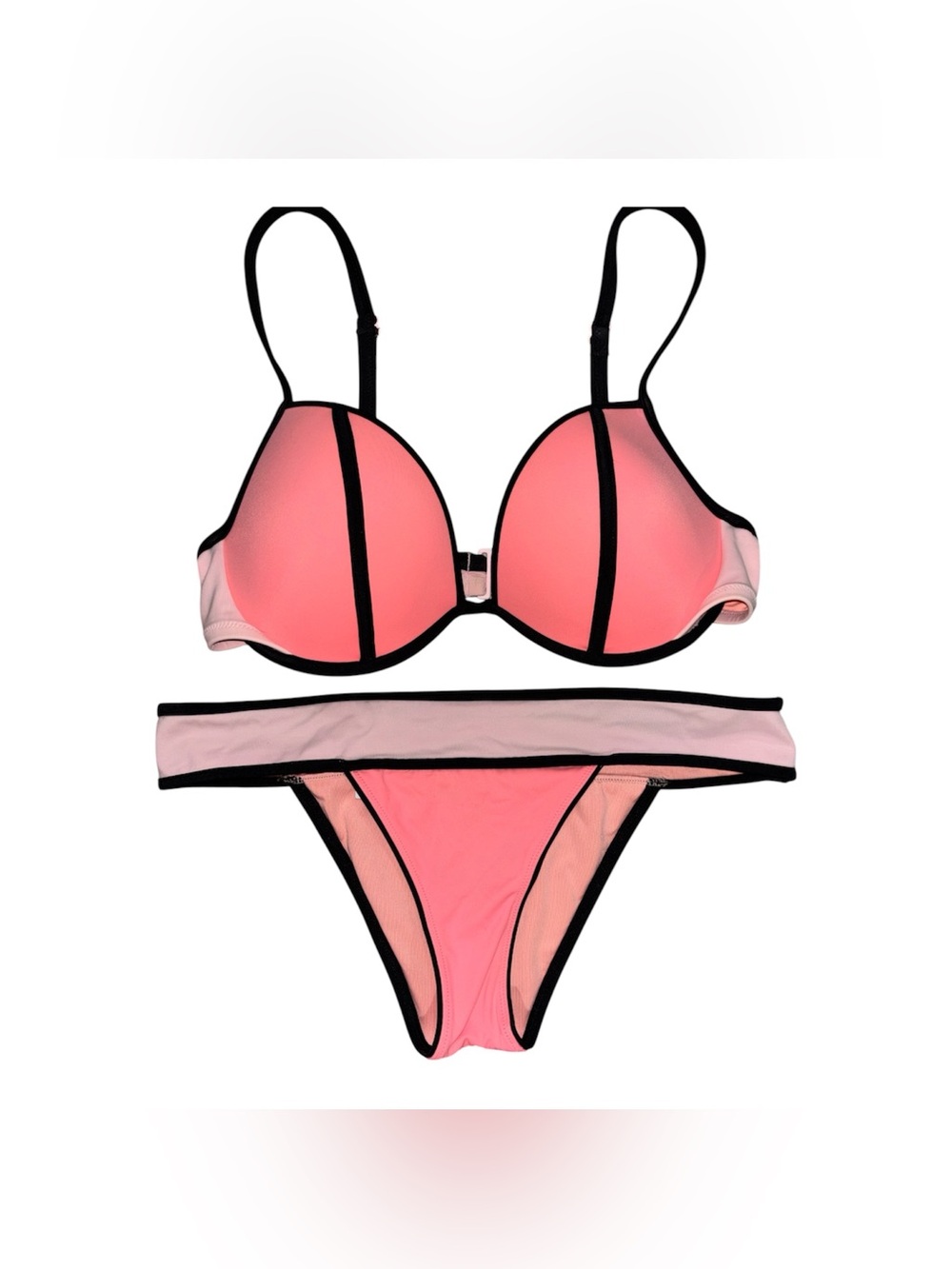 VS Fabulous Push Up Bikini in Pink & Coral  Block Color